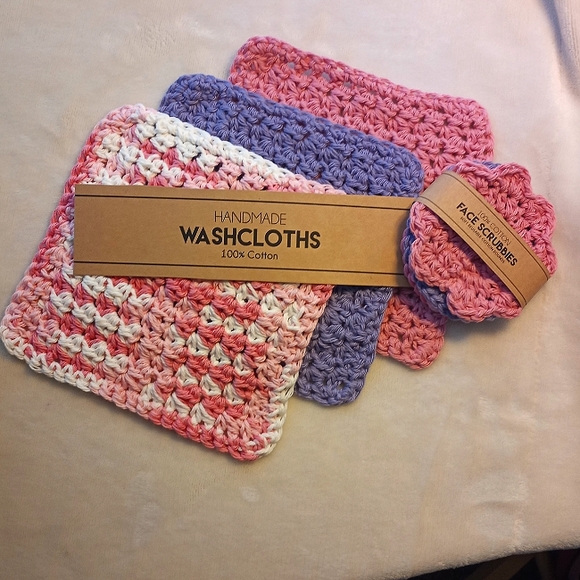 Washcloth and scrubbies set 6pc, 3 each handmade by seller crochet cotton yarn - Picture 3 of 11